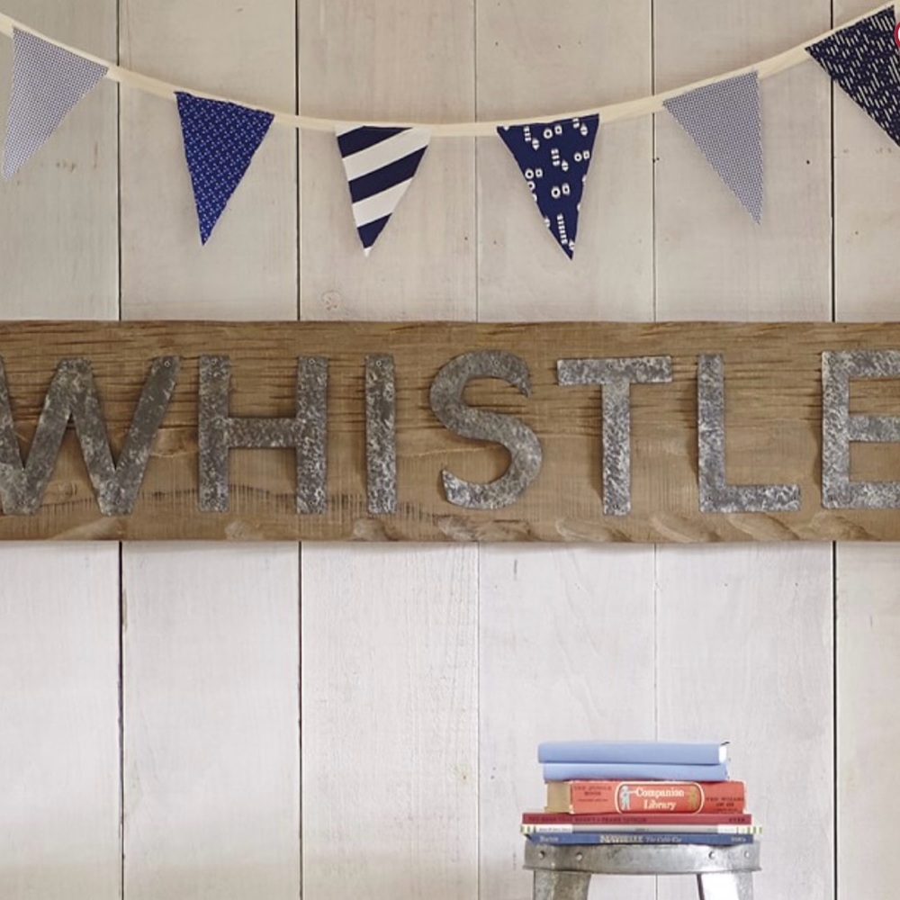 PBK Wooden WHISTLE Sign with Metallic Letters